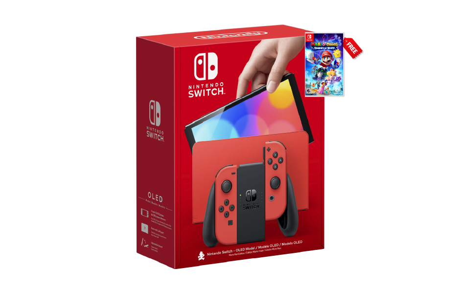Nintendo Switch OLED Model - Mario Red Edition (Free Mario + Rabbids Sparks of Hope game card)